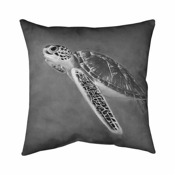 Fondo 26 x 26 in. Greyscale Sea Turtle-Double Sided Print Indoor Pillow FO2772628